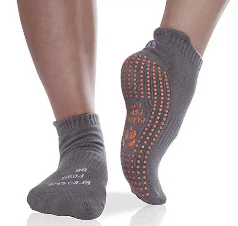 LA Active Grip Socks - Yoga Pilates Barre Non Slip - Ballet Ballet Socks  Black & Grey Medium 